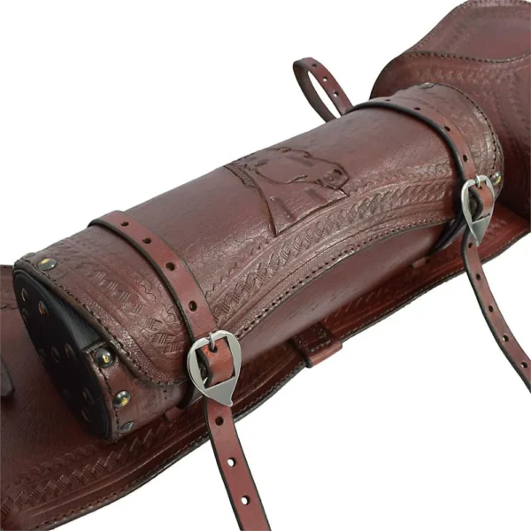 Saddlebag with Bottle Holder - Waxed Leather - Havana - Image 3